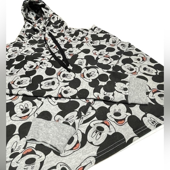 Disney Mickey Mouse Cropped Hoodie Sweatshirt Women's Size Medium Grey - Picture 8 of 16